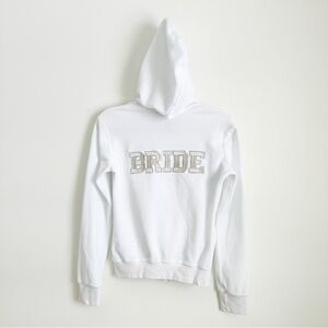 Bride White Velour Jewel embellished full zip Hoodie XS